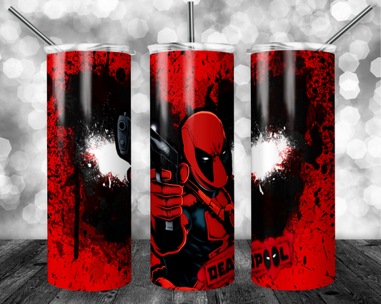 Deadpool 20oz Sublimation Tumbler Designs, Superhero Straight Skinny Tumbler Wrap PNG