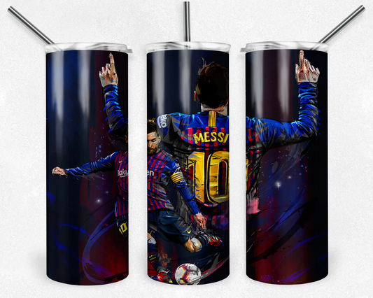 Lionel Messi 20oz Sublimation Tumbler Designs, Messi Straight Skinny Tumbler Wrap PNG