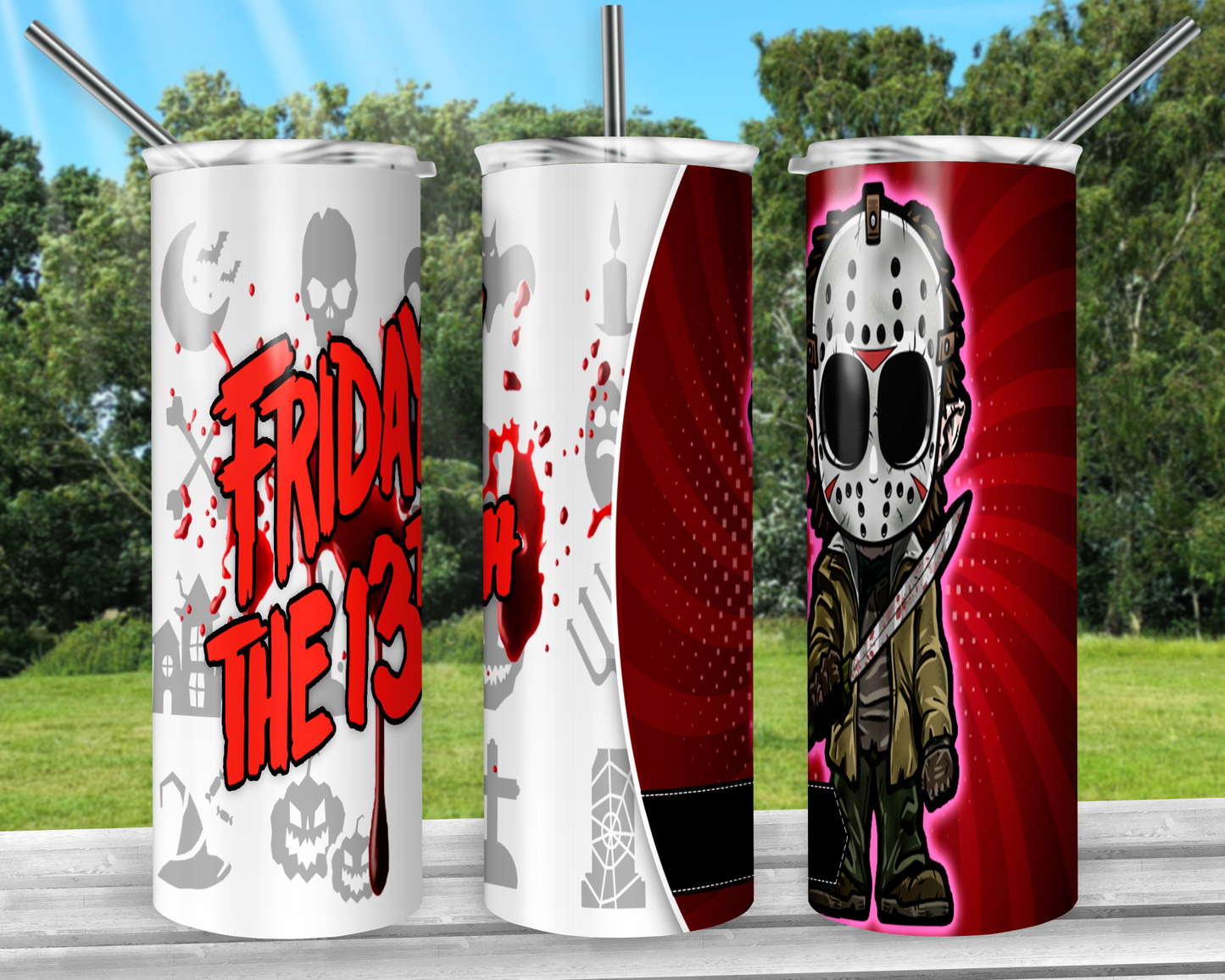 Jason Voorhees 20oz Sublimation Tumbler Designs, Horror Straight Skinny Tumbler Wrap PNG