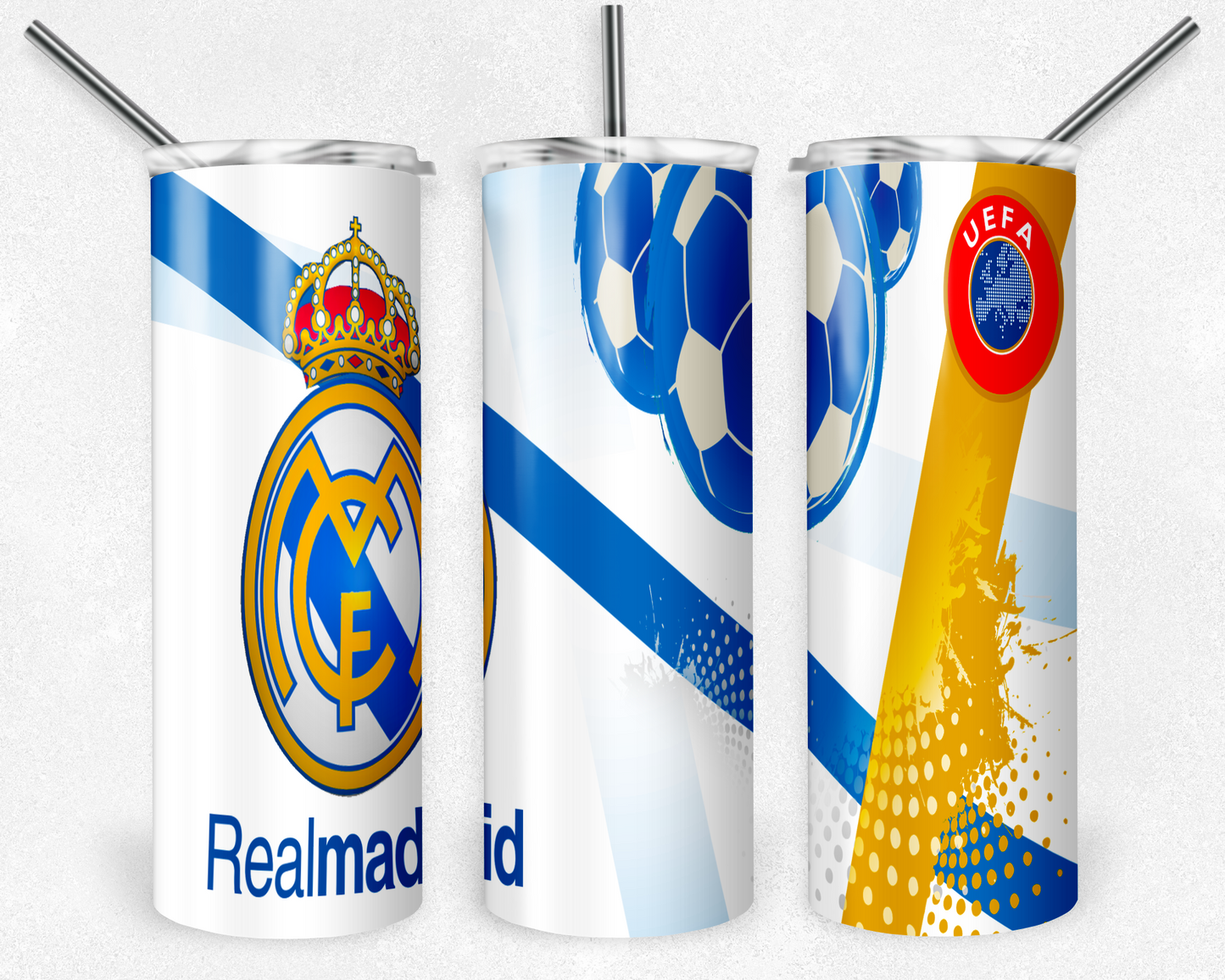 Real Madrid 20oz Sublimation Tumbler Designs, Real Madrid Straight Skinny Tumbler Wrap PNG