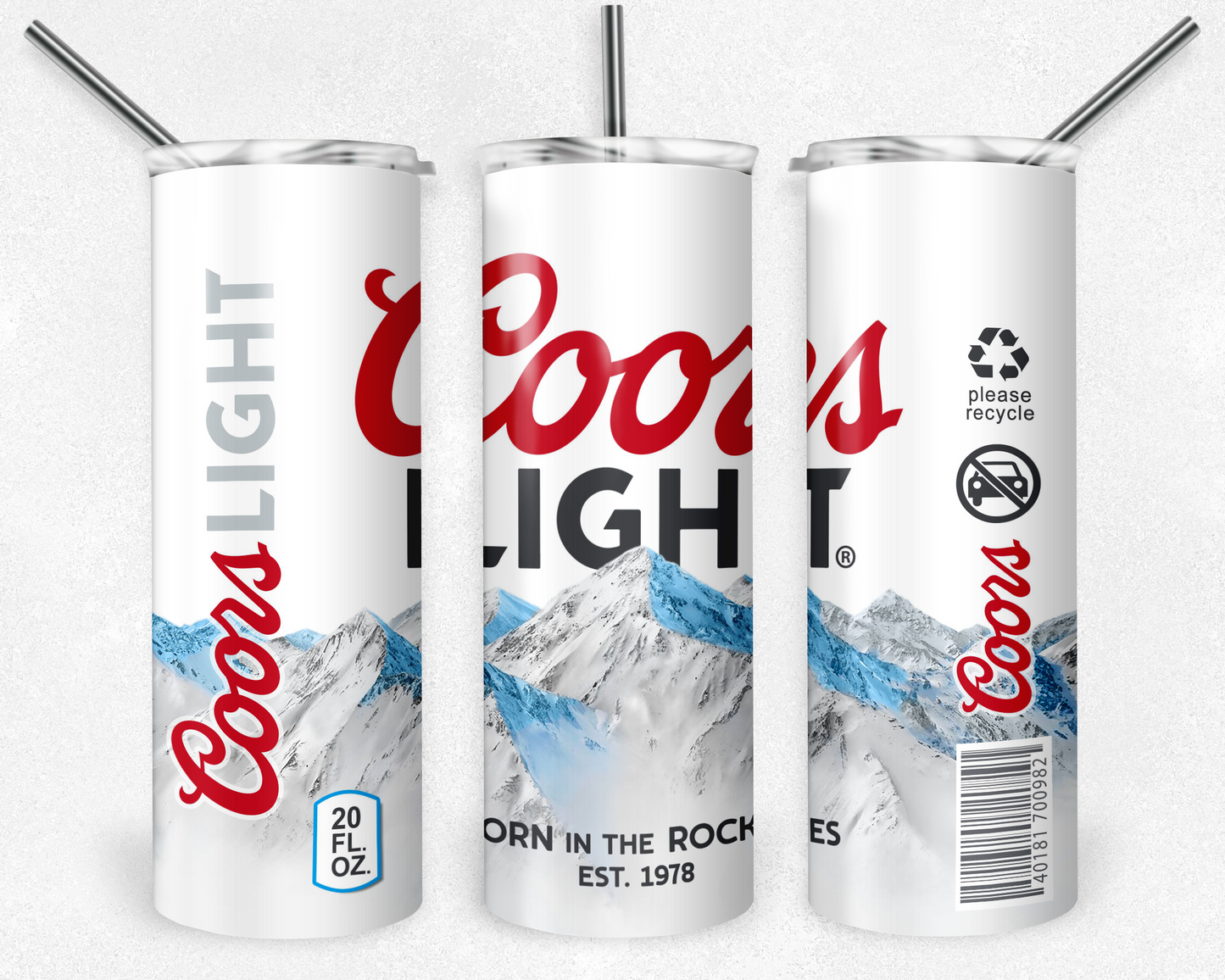 Coors Light 20oz Sublimation Tumbler Designs, Beer Straight Skinny Tumbler Wrap PNG