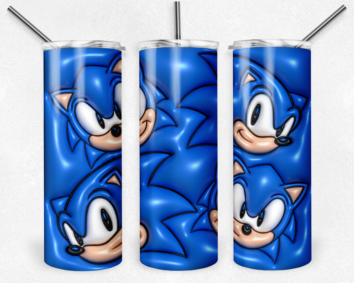 3D Inflated Puff Sonic Tumbler, 3D Sonic PNG, 20oz Skinny Tumbler, Digital Download, Tumbler Design, Sublimation Design