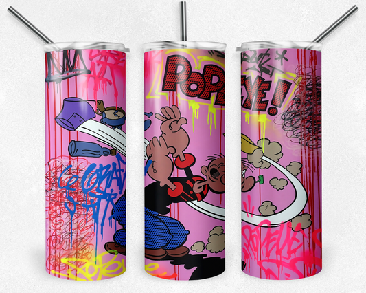 Popeye 20oz Sublimation Tumbler Designs, Popeye Straight Skinny Tumbler Wrap PNG