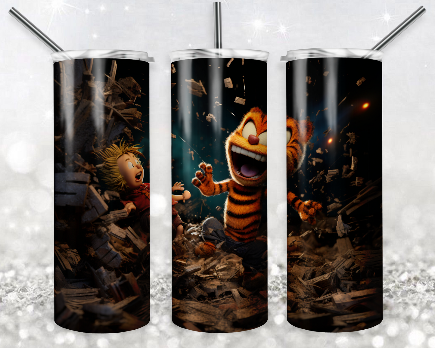 Calvin and Hobbes 20oz Sublimation Tumbler Designs, Cartoon Straight Skinny Tumbler Wrap PNG