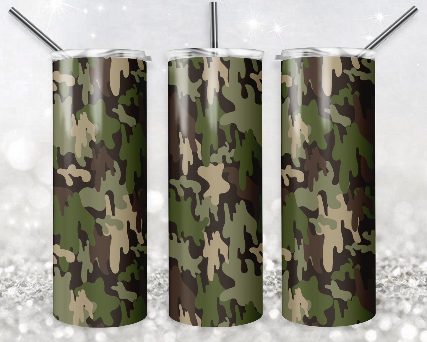 Camouflage 20oz Sublimation Tumbler Designs, Soldier Straight Skinny Tumbler Wrap PNG