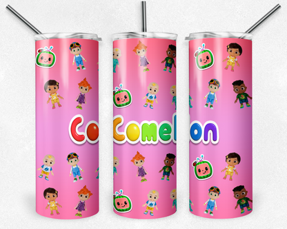 Cocomelon 20oz Sublimation Tumbler Bundle Designs, Cocomelon Straight Skinny Tumbler Wrap PNG