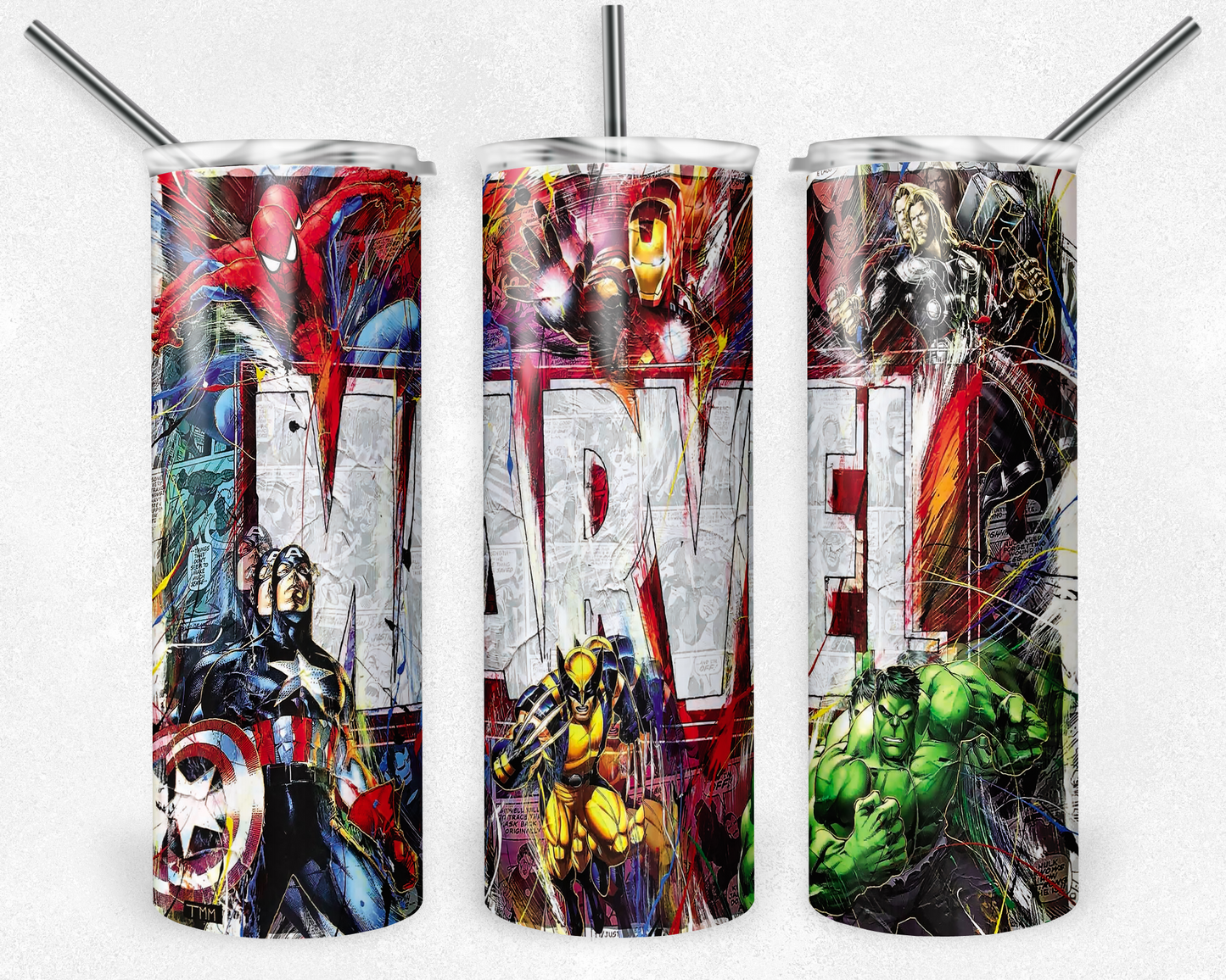 Marvel 20oz Sublimation Tumbler Designs, Marvel Straight Skinny Tumbler Wrap PNG