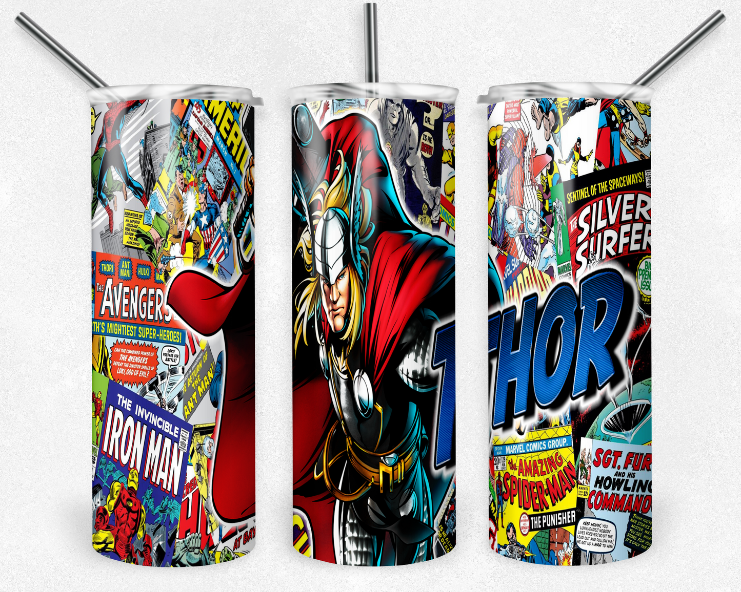 Thor 20oz Sublimation Tumbler Designs, Superhero Straight Skinny Tumbler Wrap PNG