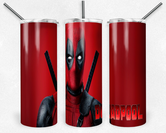 Deadpool 20oz Sublimation Tumbler Designs, Superhero Straight Skinny Tumbler Wrap PNG