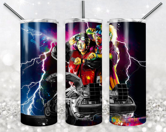 Back to the Future 20oz Sublimation Tumbler Designs, Back to the Future Straight Skinny Tumbler Wrap PNG