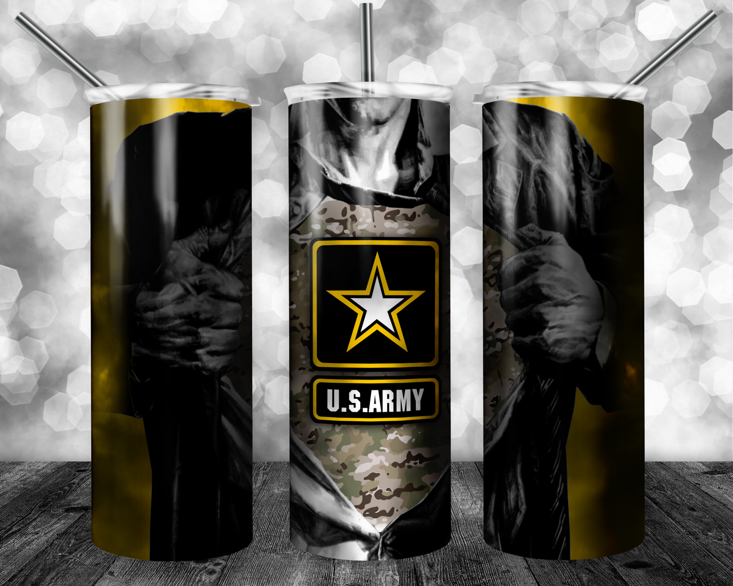 US Army 20oz Sublimation Tumbler Designs, US Army Straight Skinny Tumbler Wrap PNG