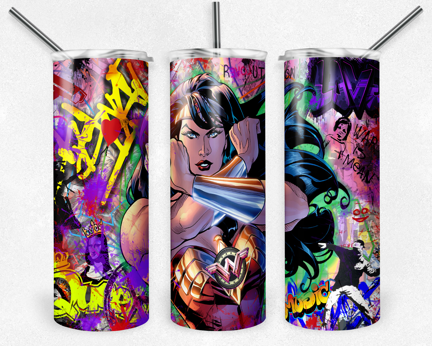 Wonder Women 20oz Sublimation Tumbler Designs, Superhero Straight Skinny Tumbler Wrap PNG