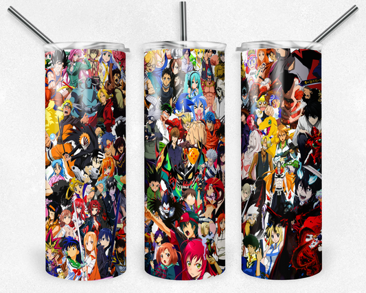 Anime 20oz Sublimation Tumbler Designs, Manga Straight Skinny Tumbler Wrap PNG