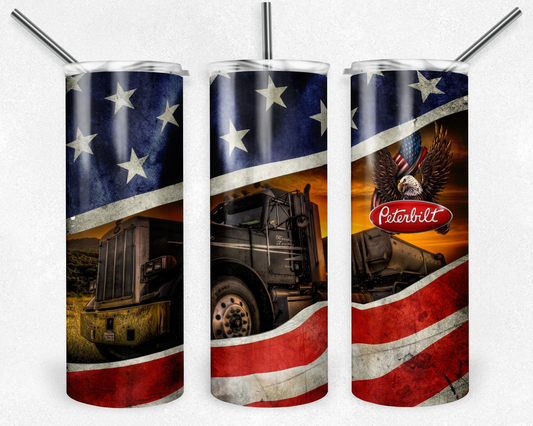 Peterbilt 20oz Sublimation Tumbler Designs, Peterbilt Truck Straight Skinny Tumbler Wrap PNG