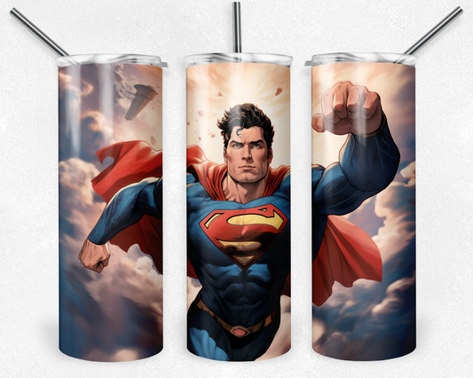 Superman 20oz Sublimation Tumbler Designs, Superhero Straight Skinny Tumbler Wrap PNG