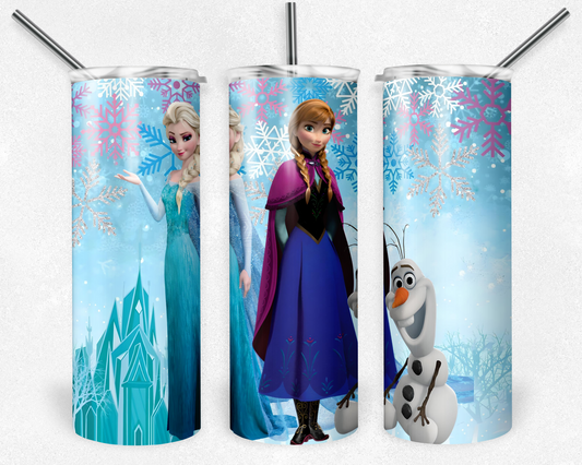 Frozen 20oz Sublimation Tumbler Designs, Frozen Straight Skinny Tumbler Wrap PNG