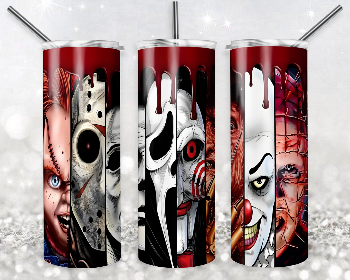 Horror Tumbler 20oz Sublimation Tumbler Designs, Halloween Straight Sk –  PixelsCrafted