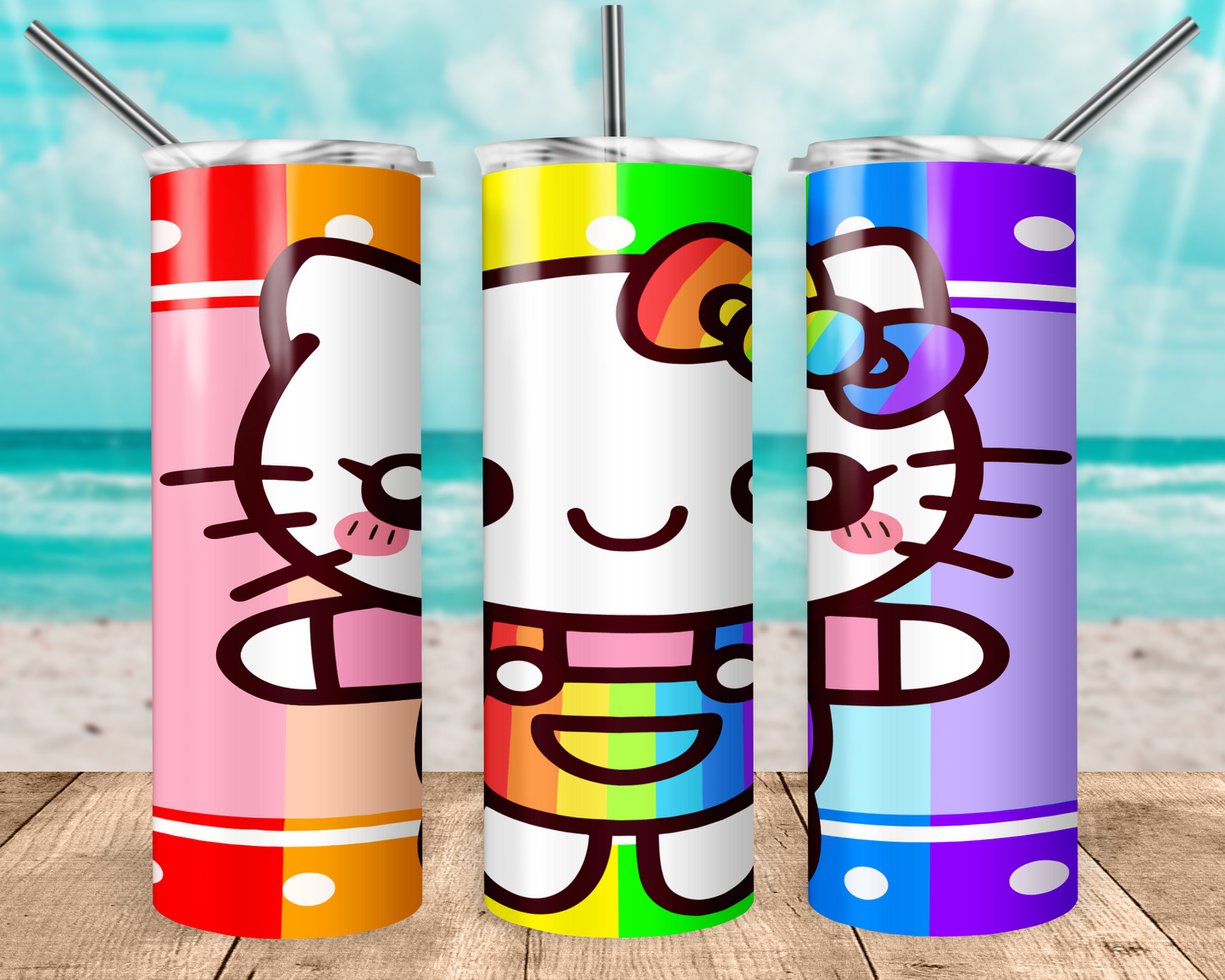 Hello Kitty 20oz Sublimation Tumbler Designs, Kawaii Kitty Straight Skinny Tumbler Wrap PNG