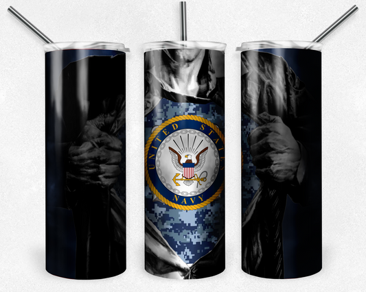 USA Navy 20oz Sublimation Tumbler Designs, USA Navy Straight Skinny Tumbler Wrap PNG