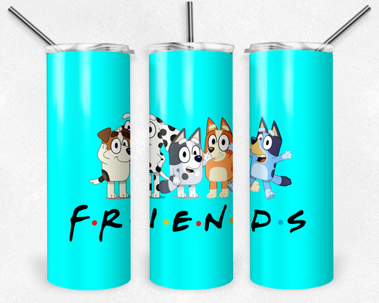 Bluey 20oz Sublimation Tumbler Designs, Bluey Straight Skinny Tumbler Wrap PNG