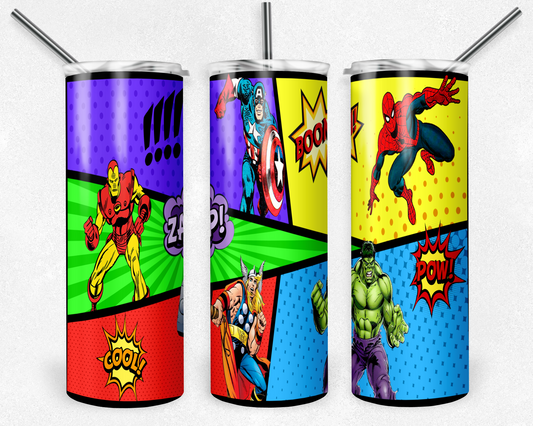 Marvel Comics 20oz Sublimation Tumbler Designs, Marvel  Straight Skinny Tumbler Wrap PNG