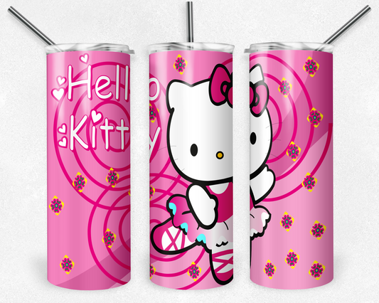 Hello Kitty 20oz Sublimation Tumbler Designs, Kawaii Kitty Straight Skinny Tumbler Wrap PNG