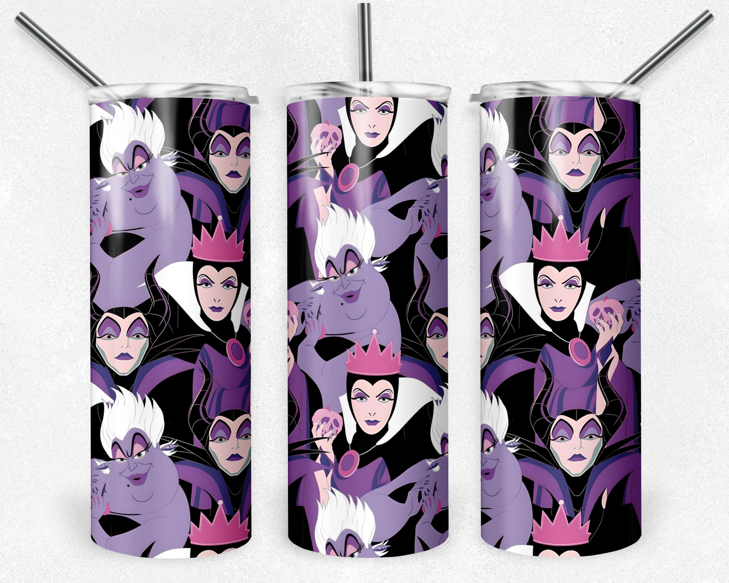 Disney Villain 20oz Sublimation Tumbler Designs, Maleficent Story Straight Skinny Tumbler Wrap PNG