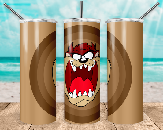 Tazmanian Devil 20oz Sublimation Tumbler Designs, Tazmanian Devil Straight Skinny Tumbler Wrap PNG