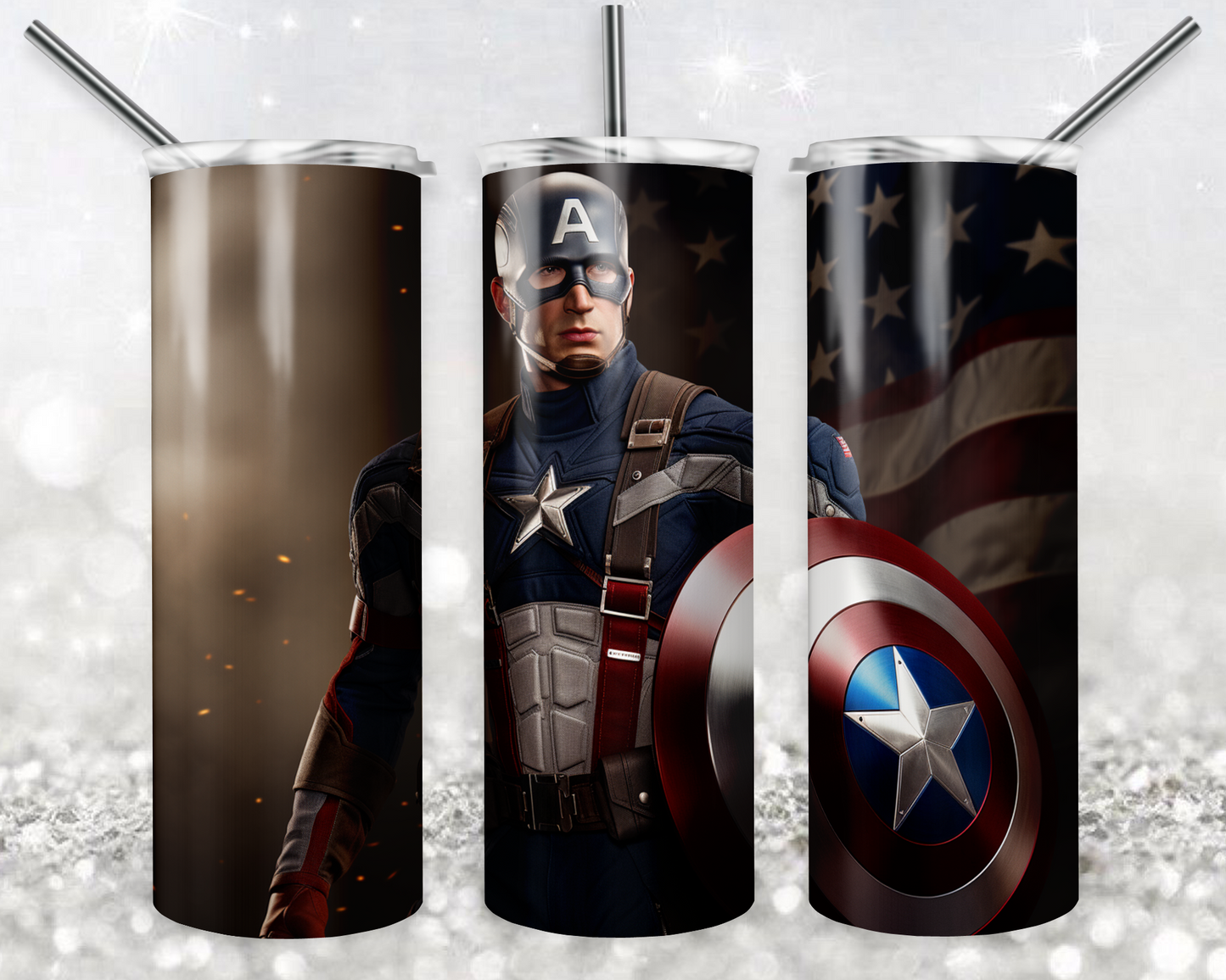 Captain America 20oz Sublimation Tumbler Designs, Superhero Straight Skinny Tumbler Wrap PNG