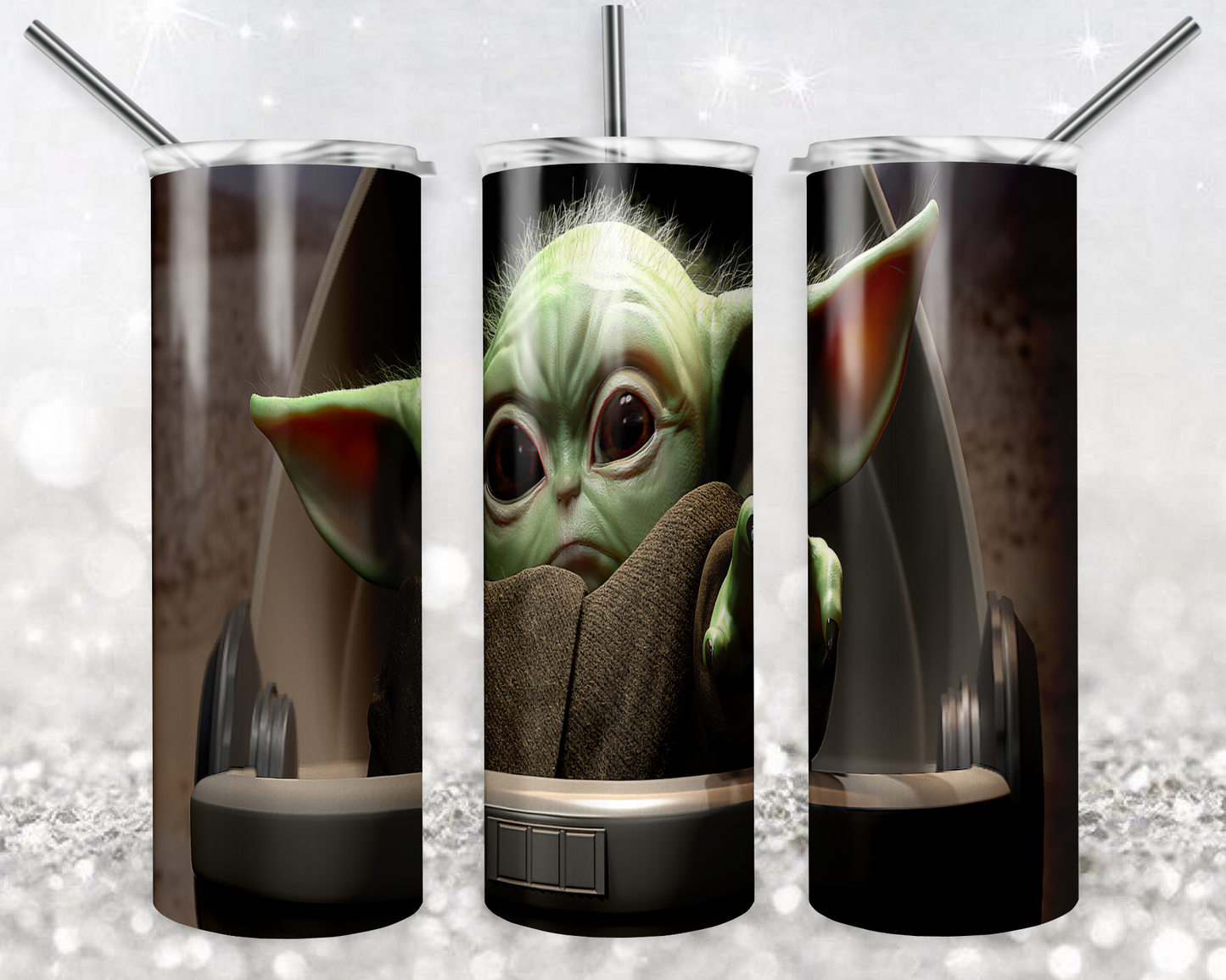 Baby Yoda 20oz Sublimation Tumbler Designs, Star Wars Straight Skinny Tumbler Wrap PNG